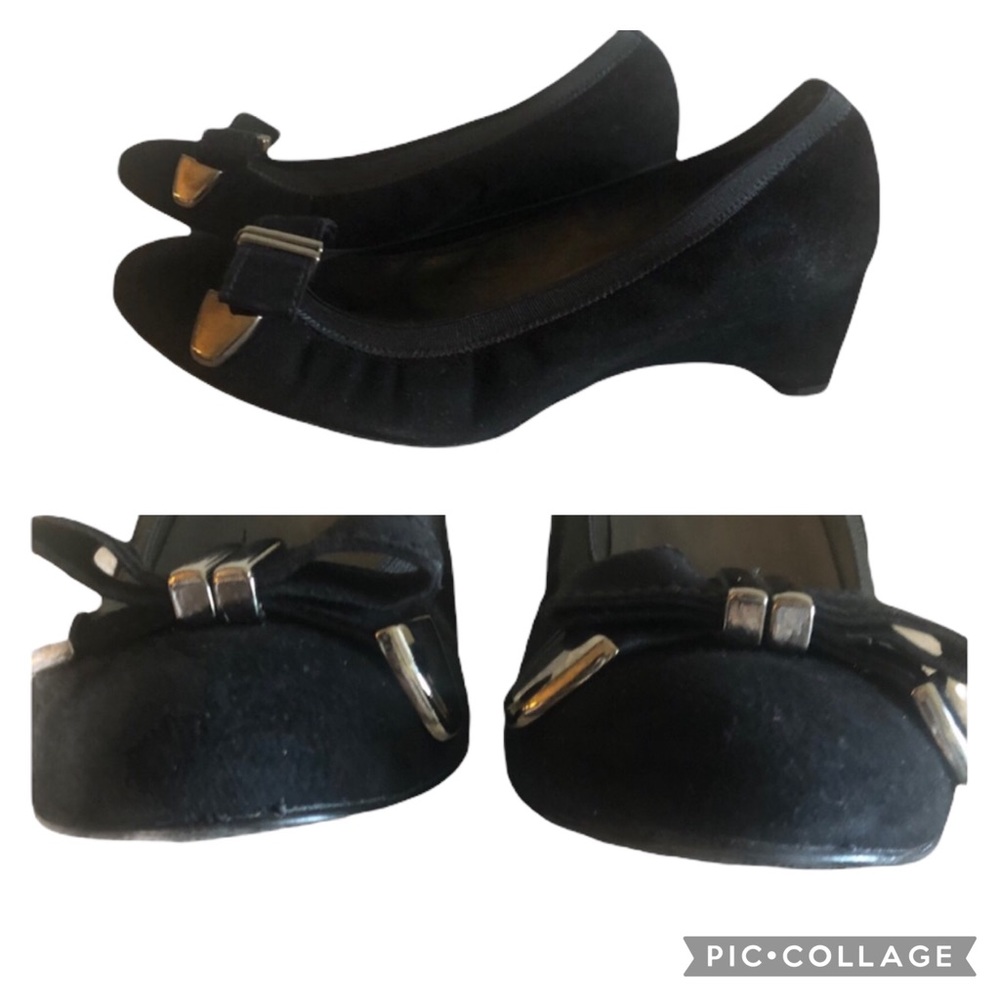 Stuart Weitzman Black Suede Wedges